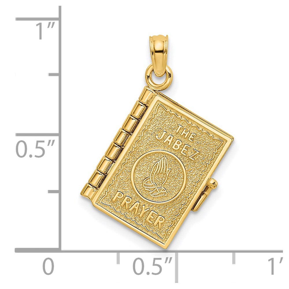 14k Yellow Gold 3-D  Moveable Pages Prayer Of Jabez Book Charm Pendant
