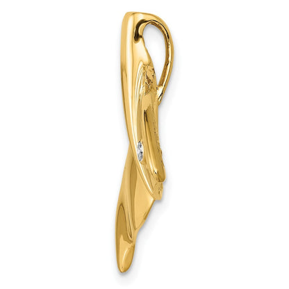 14k Yellow Gold Diamond Whale Tail Slide Pendant for Women