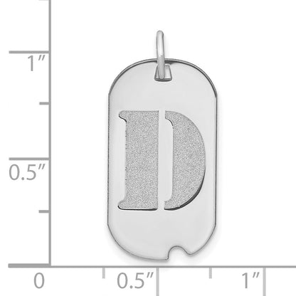 14k White Gold Polished Letter D Initial Dog Tag Pendant for Women