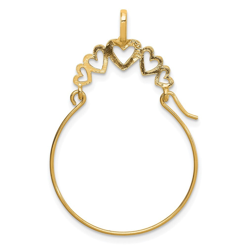 14k Yellow Gold Polished 5-Heart Charm Holder