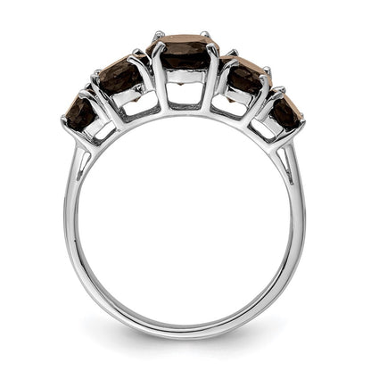 Sterling Silver Rhodium Smoky Quartz Ring Size 6