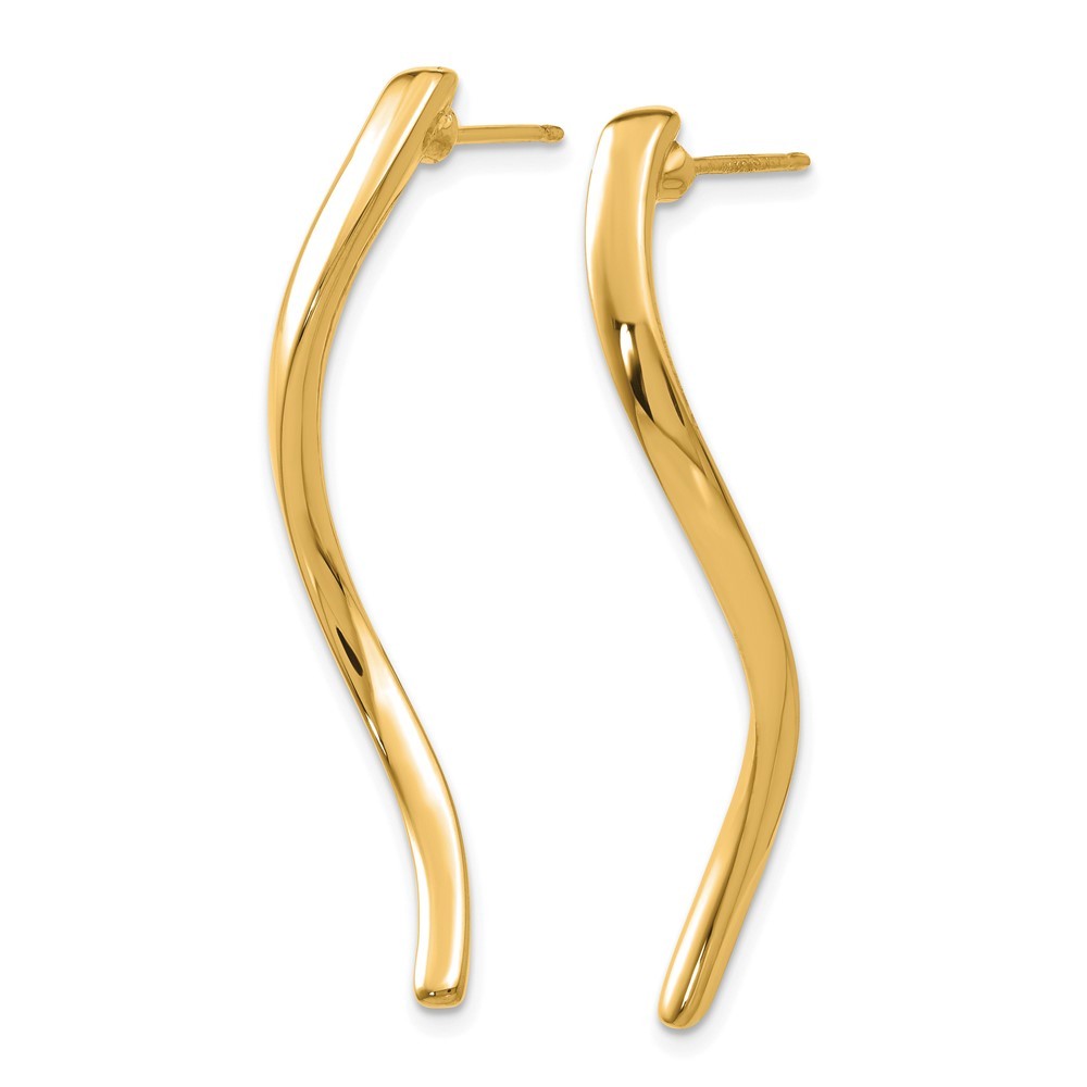 14k Yellow Gold Long Curled Earrings