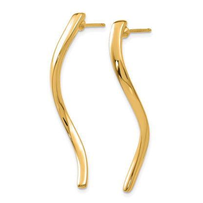 14k Yellow Gold Long Curled Earrings