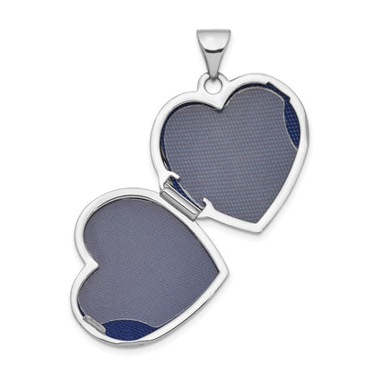 14k White Gold 19mm Heart Locket Pendant for Women