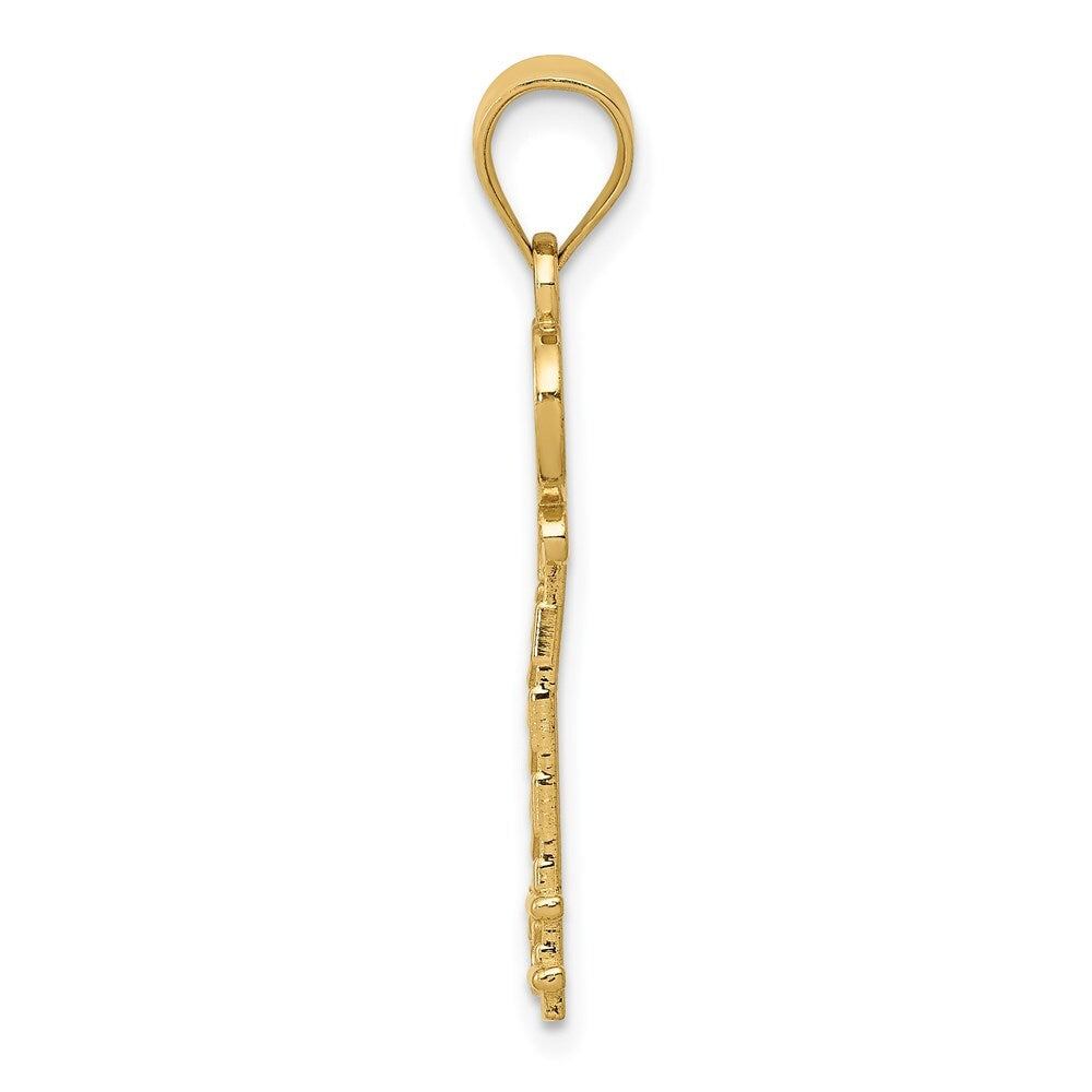 14k Yellow Gold Diamond-cut Key Pendant