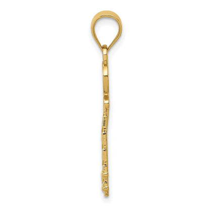 14k Yellow Gold Diamond-cut Key Pendant