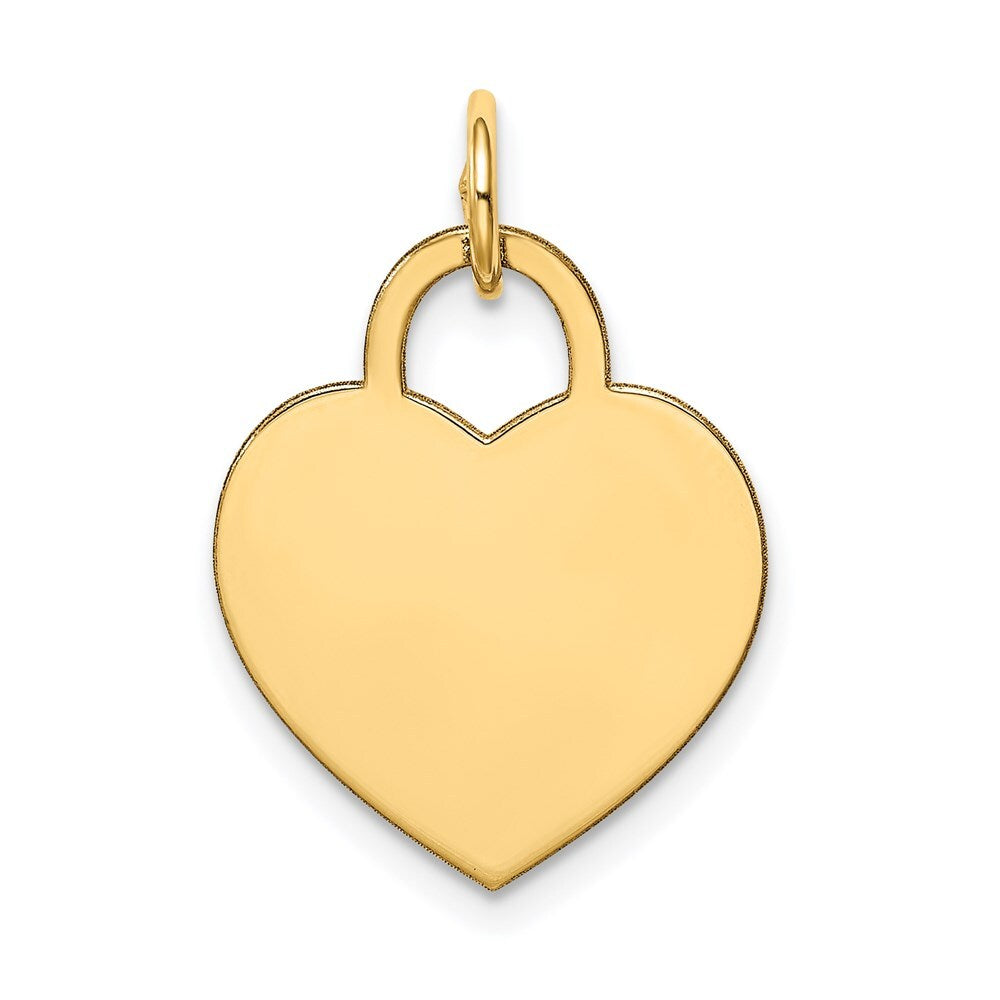 14k Yellow Gold Medium Engravable Heart Charm Pendant for Women