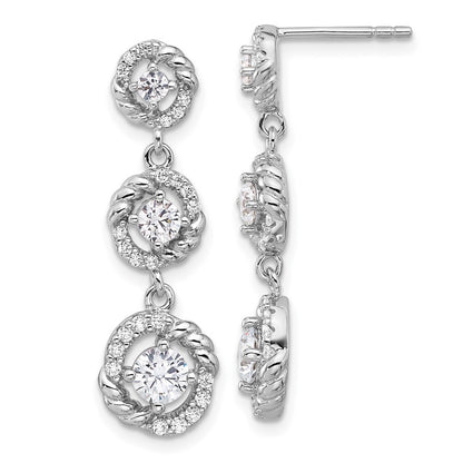 Sterling Silver Rhodium-plated Cubic Zirconia Dangle Post Earrings