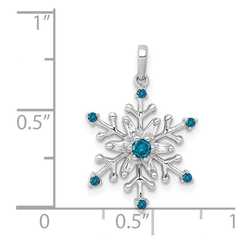 14k White Gold 1/6ct. Blue and White Diamond Snowflake Pendant for Women
