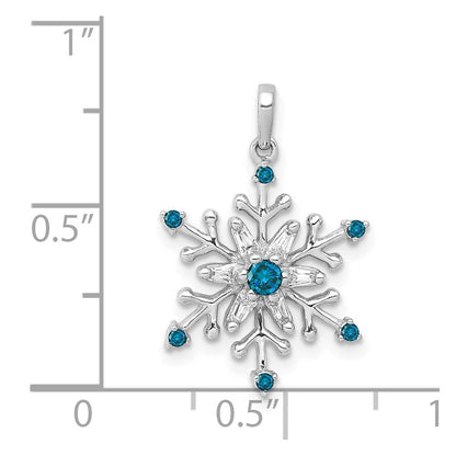 14k White Gold 1/6ct. Blue and White Diamond Snowflake Pendant for Women