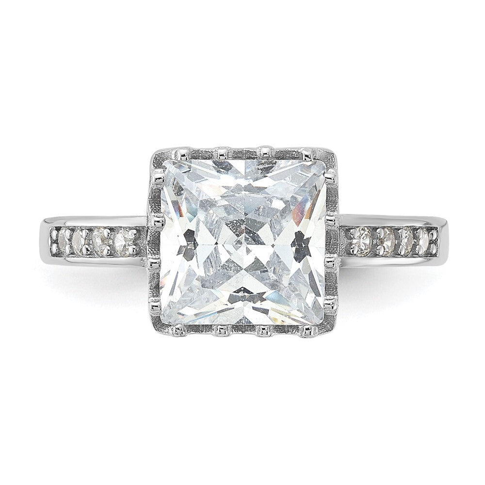 Sterling Silver Rhodium-plated Polished Cubic Zirconia Ring Size 6