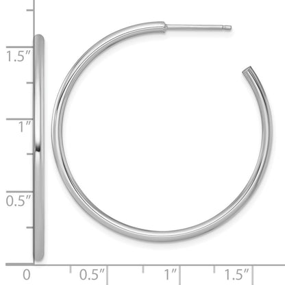 14k White Gold Polished 2 x 40mm Tube C-Hoop Earrings