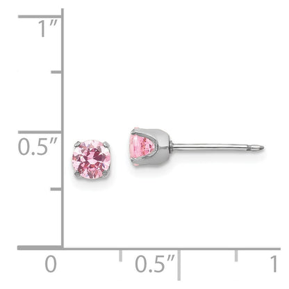 14k White Gold 5mm Pink Cubic Zirconia Stud Earrings