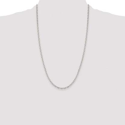 Sterling Silver Rhodium-plated 2.75mm Elongated Open Link Chain