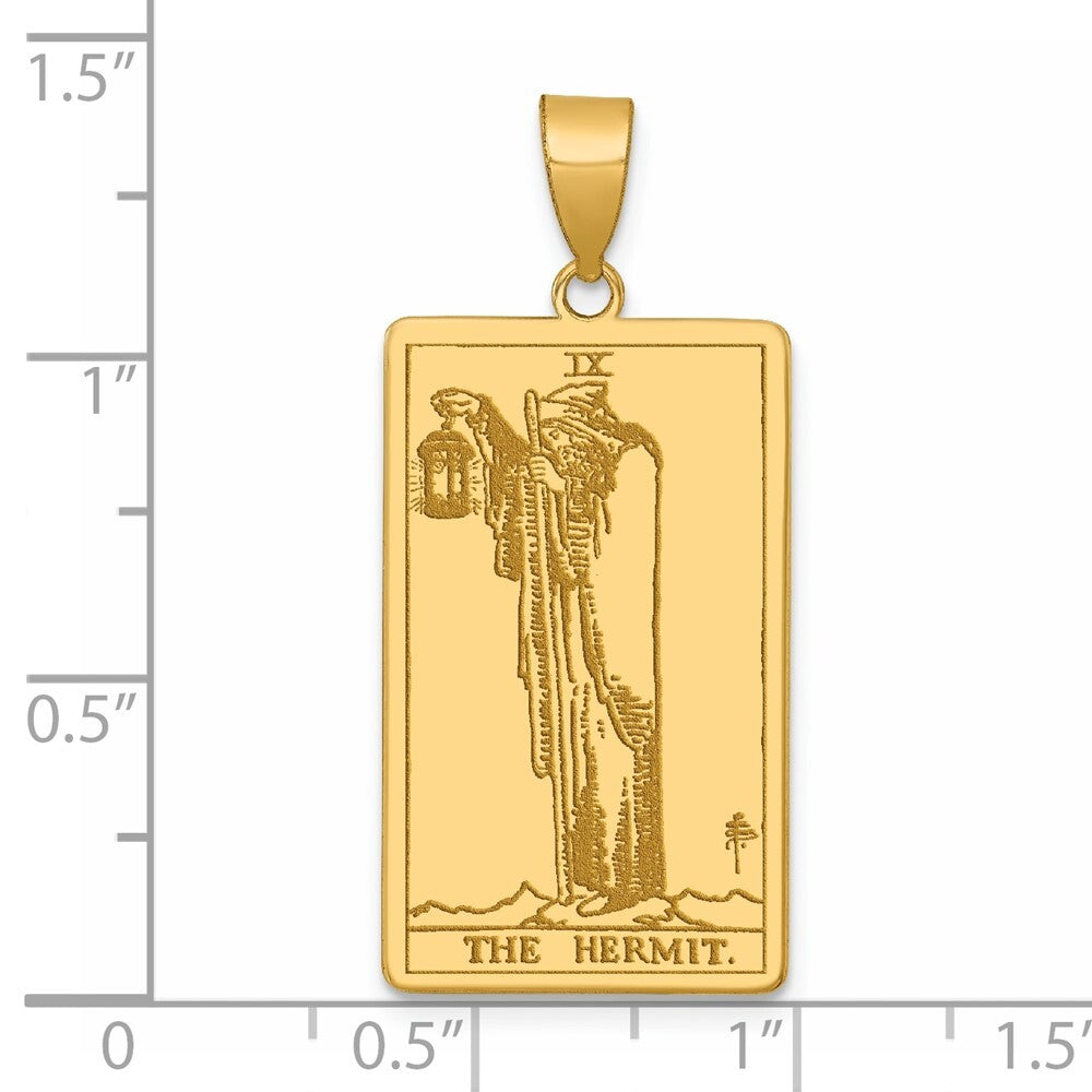 14k Yellow Gold The Hermit Tarot Card Pendant for Women