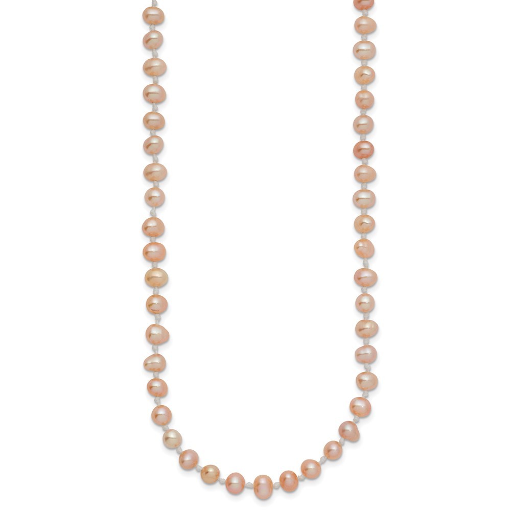 14k Yellow Gold 4-5mm Pink Near-Round Freshwater Cultured Pearl 16 inch Necklace