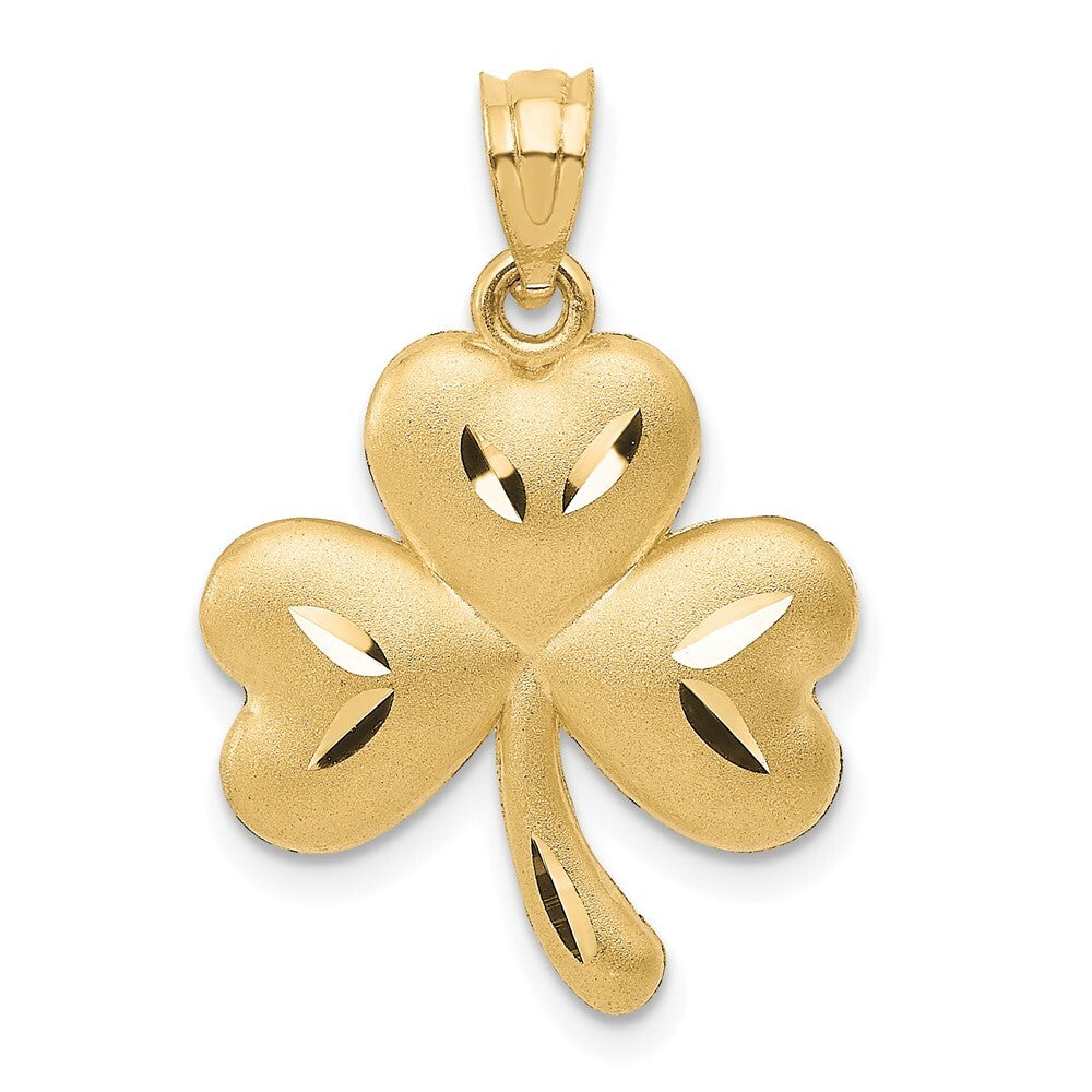 14k Yellow Gold Shamrock Charm Pendant for Women
