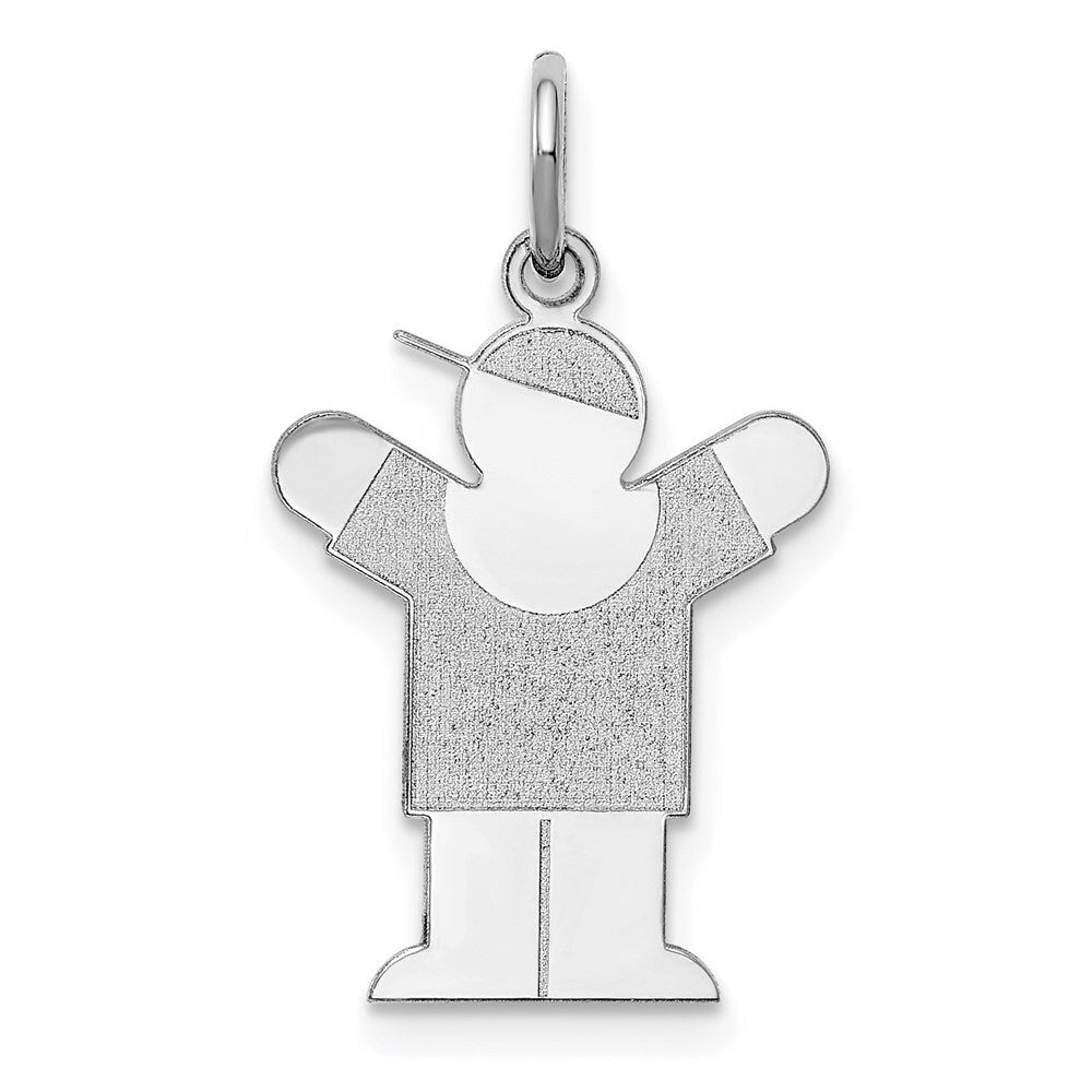 14k White Gold Kid Charm Pendant for Women
