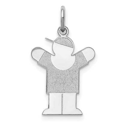14k White Gold Kid Charm Pendant for Women