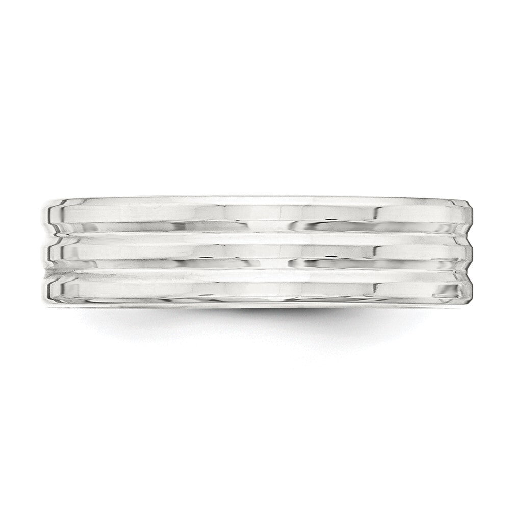 Sterling Silver 6mm Polished Flat Grooved Fancy Band Size 7