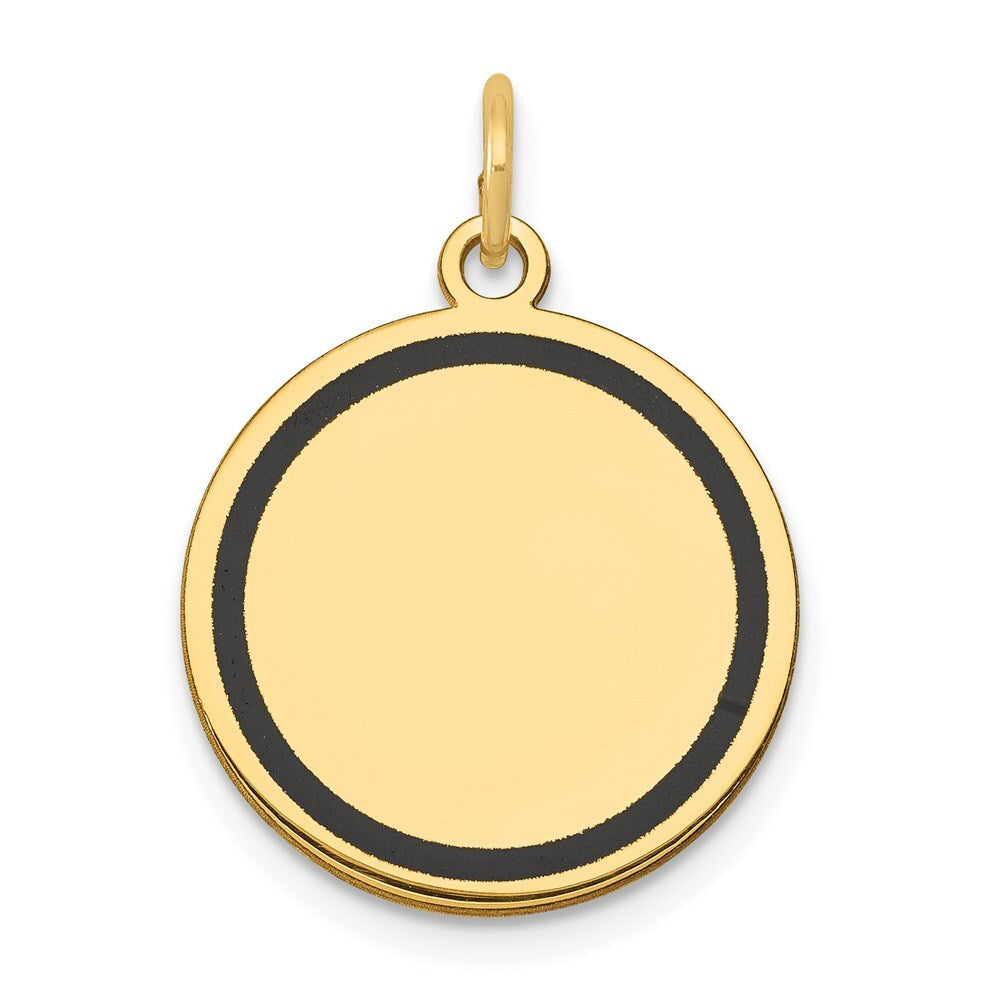 14k Yellow Gold Enamel .027 Gauge Circular Engravable Disc Charm Pendant