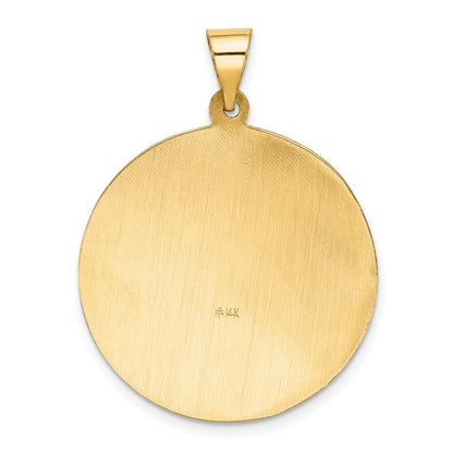 14k Yellow Gold Polished and Satin St Florian Medal Hollow Pendant for Women