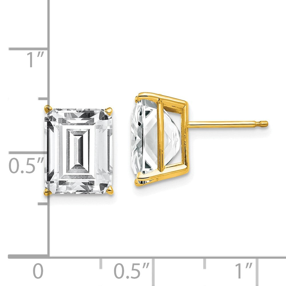 14k Yellow Gold 10x8mm Emerald Cut Cubic Zirconia Stud Earrings Gift for Women