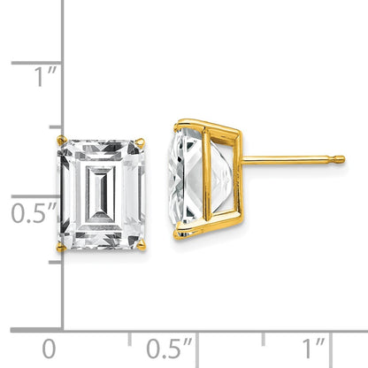 14k Yellow Gold 10x8mm Emerald Cut Cubic Zirconia Stud Earrings Gift for Women