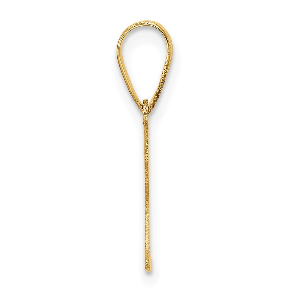 14k Yellow Gold Polished Etched Letter R Initial Pendant