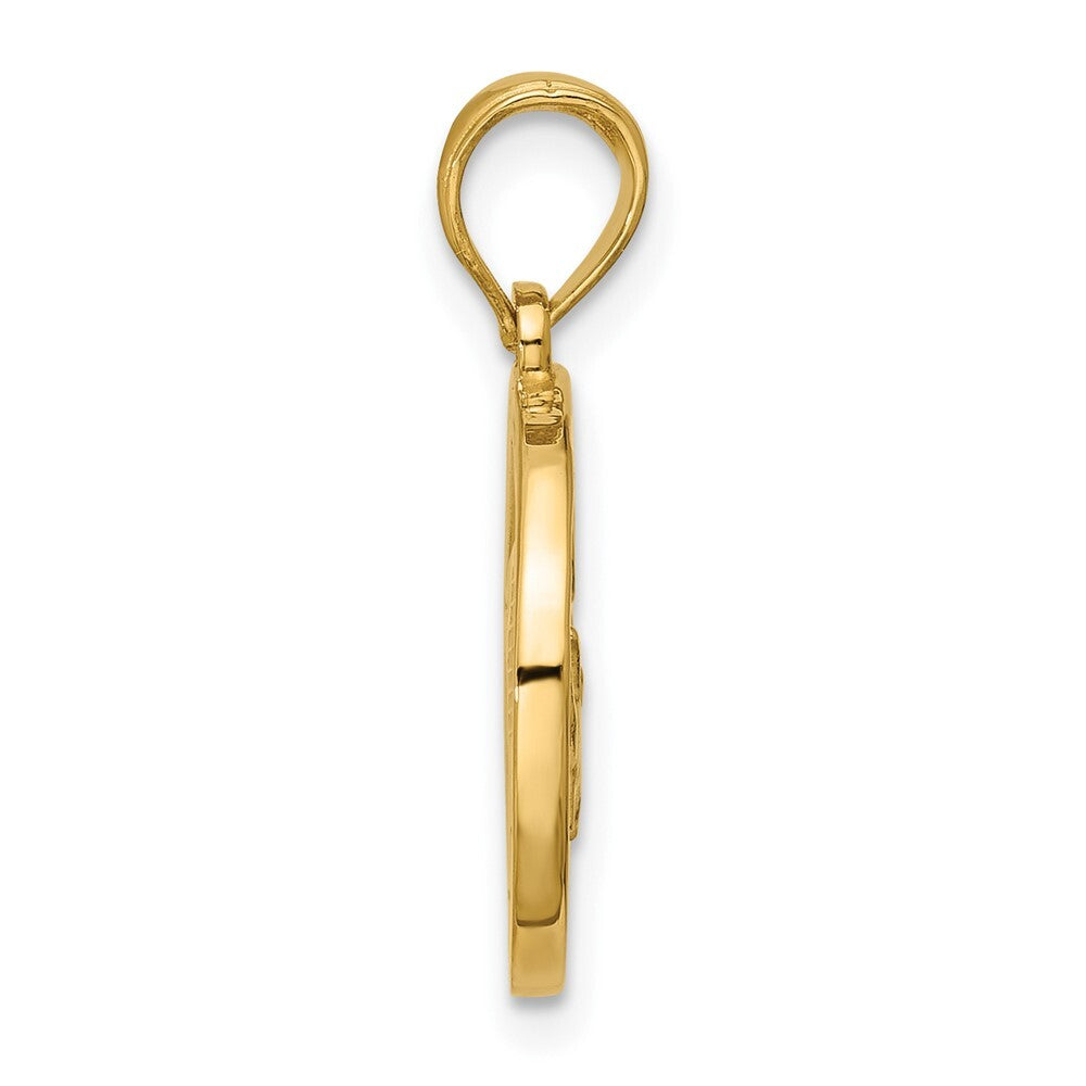 14k Yellow Gold Polished Round Taurus Pendant for Women