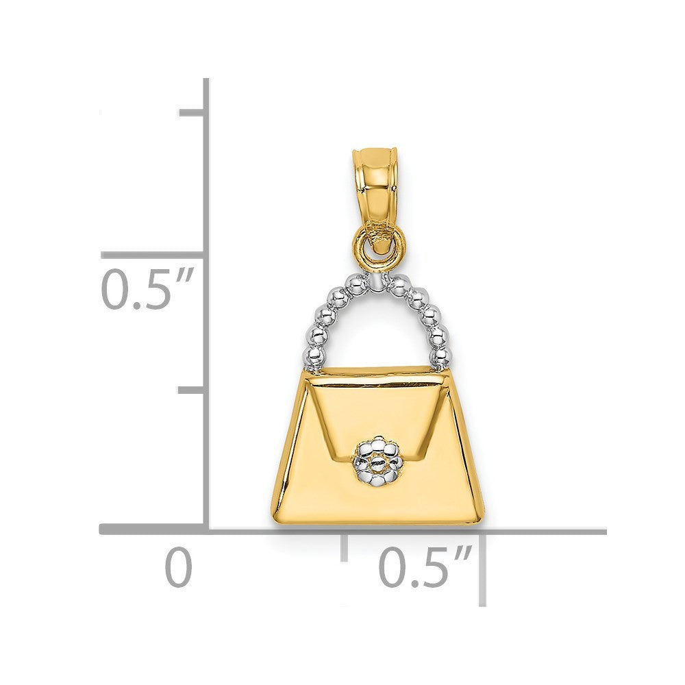 14k Yellow Gold W/ Rhodium Purse Charm