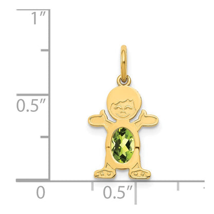 14k Yellow Gold Boy 6x4 Oval Genuine Peridot-August Pendant for Women