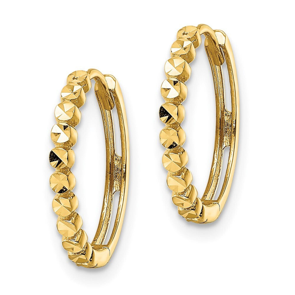 14k Yellow Gold Diamond-cut 2x16mm Hinged Hoop Earrings Gift for Women