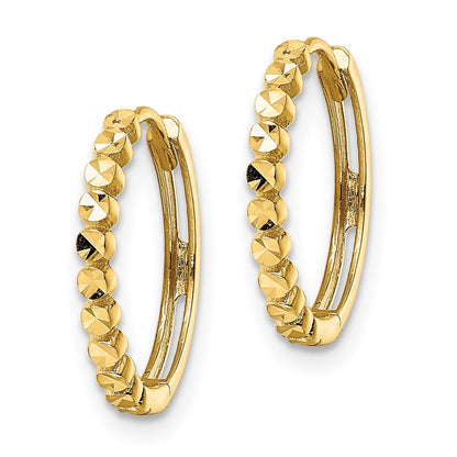 14k Yellow Gold Diamond-cut 2x16mm Hinged Hoop Earrings Gift for Women