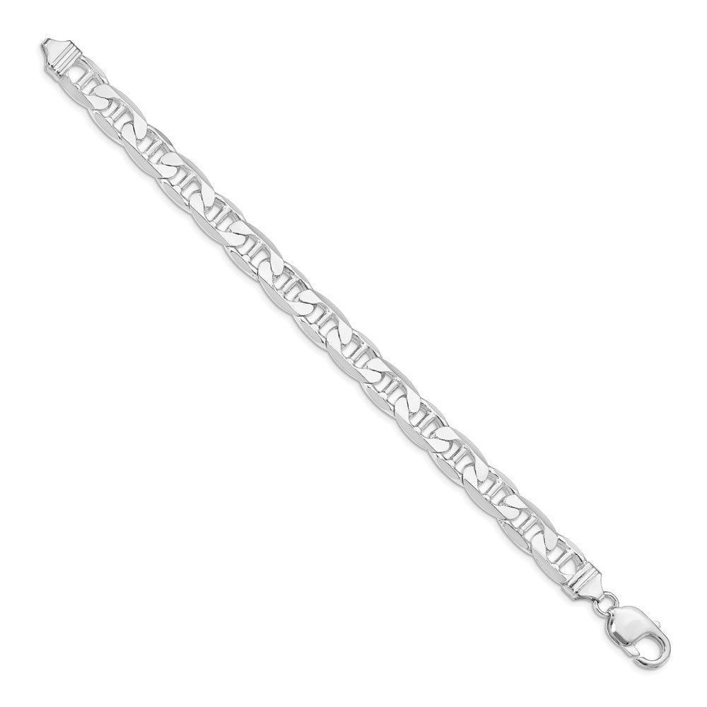 Sterling Silver Rhodium-plated 9.5mm Flat Anchor Chain Bracelet