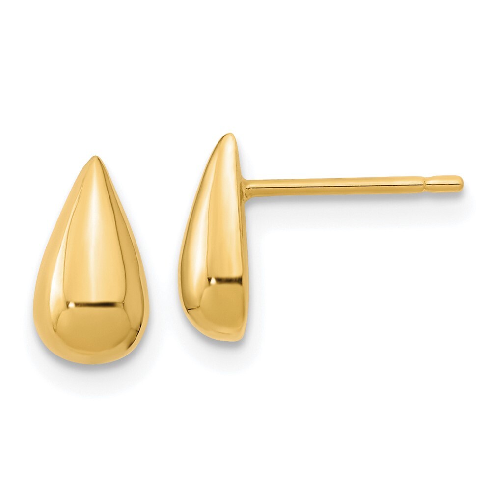 14k Yellow Gold Polished Teardrop Stud Earrings Gift for Women