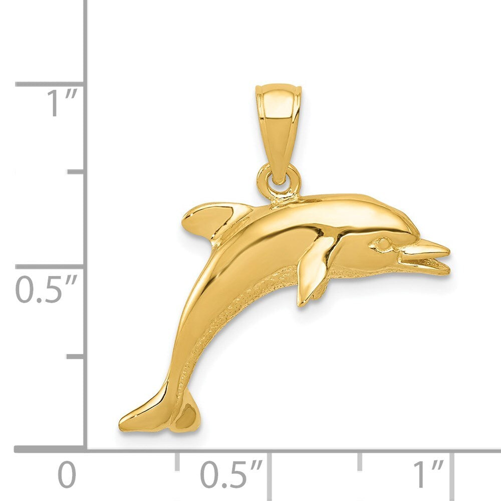 14k Yellow Gold Jumping Dolphin Pendant for Women