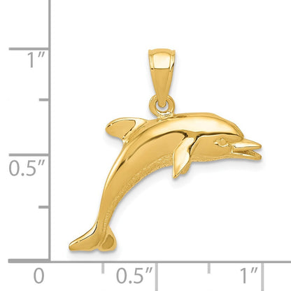14k Yellow Gold Jumping Dolphin Pendant for Women