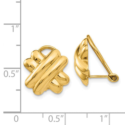14k Yellow Gold Non-pierced X Stud Earrings