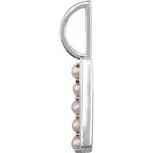 14k White Gold Cultured White Freshwater Pearl Initial R Charm Pendant