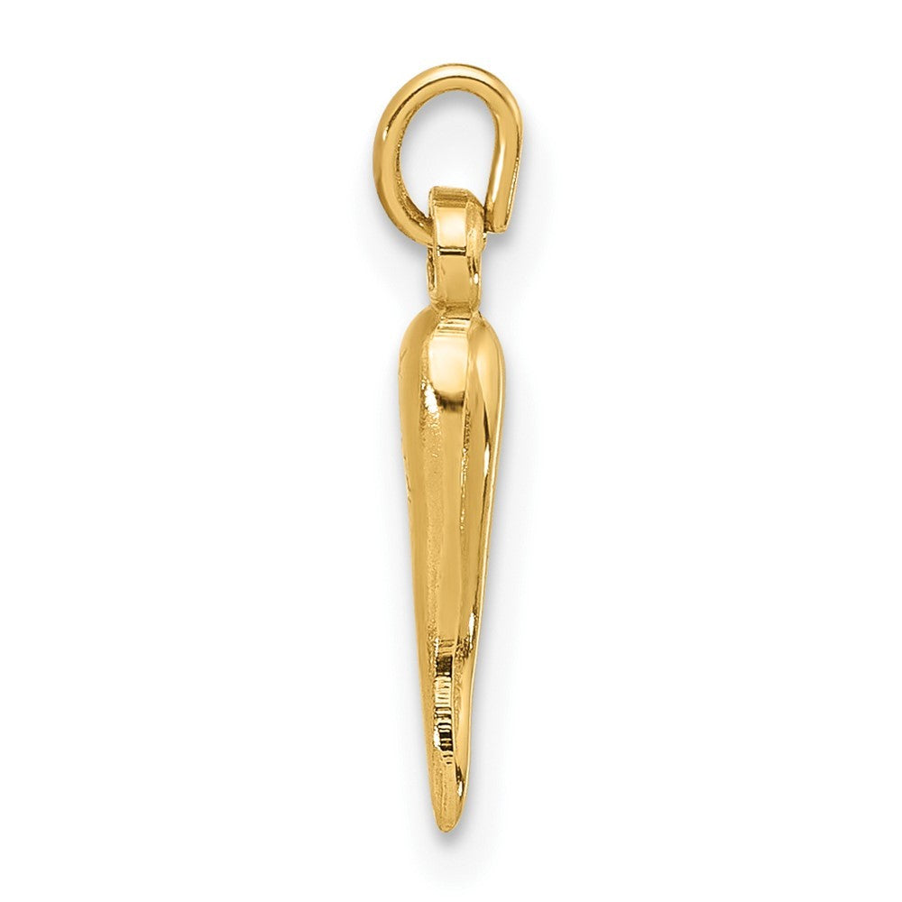 14k Yellow Gold Polished Hollow  Italian Horn Pendant