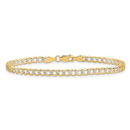14k Yellow Gold 3.4mm Semi-solid with Rhodium Pav� Curb Chain