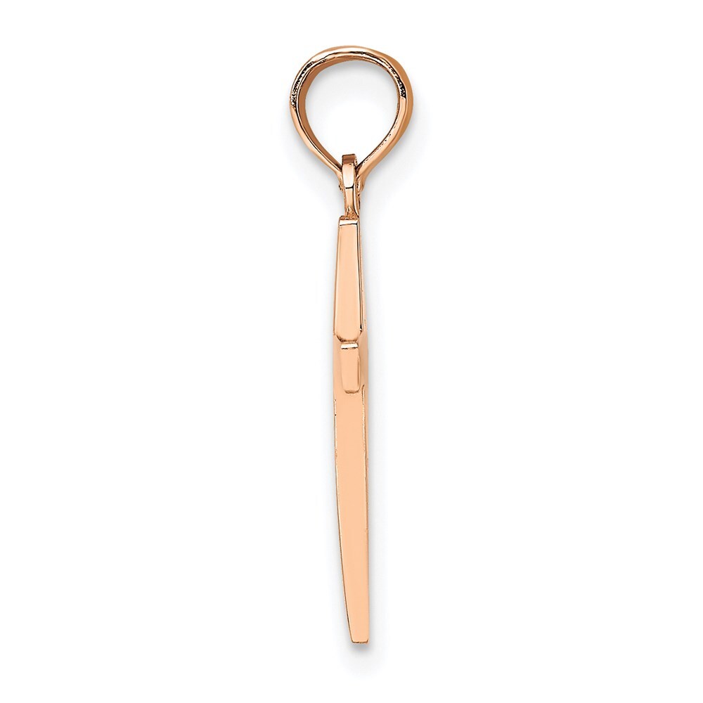 14k Rose Gold Beveled Cross Charm Pendant for Women