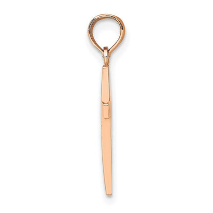 14k Rose Gold Beveled Cross Charm Pendant for Women