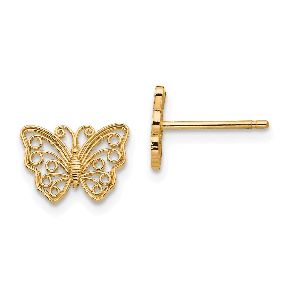 14k Yellow Gold Butterfly Earrings