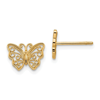 14k Yellow Gold Butterfly Earrings