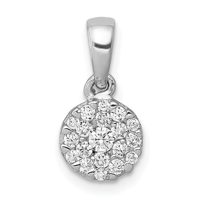 14k White Gold 1/4ct. Diamond Circle Cluster Pendant for Women