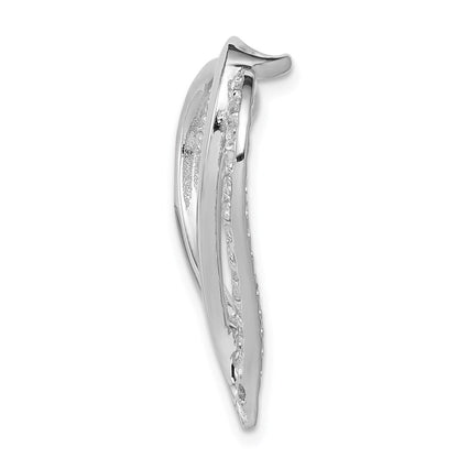 Sterling Silver Rhodium-plated Cubic Zirconia Heart Chain Slide