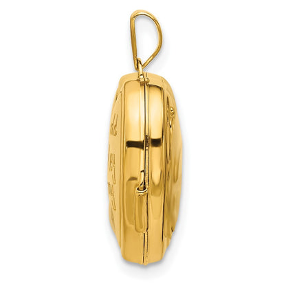 14k Yellow Gold and White Rhodium 18mm KEY TO MY HEART Reversible Heart Locket