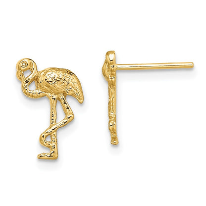 14k Yellow Gold Flamingo Earrings